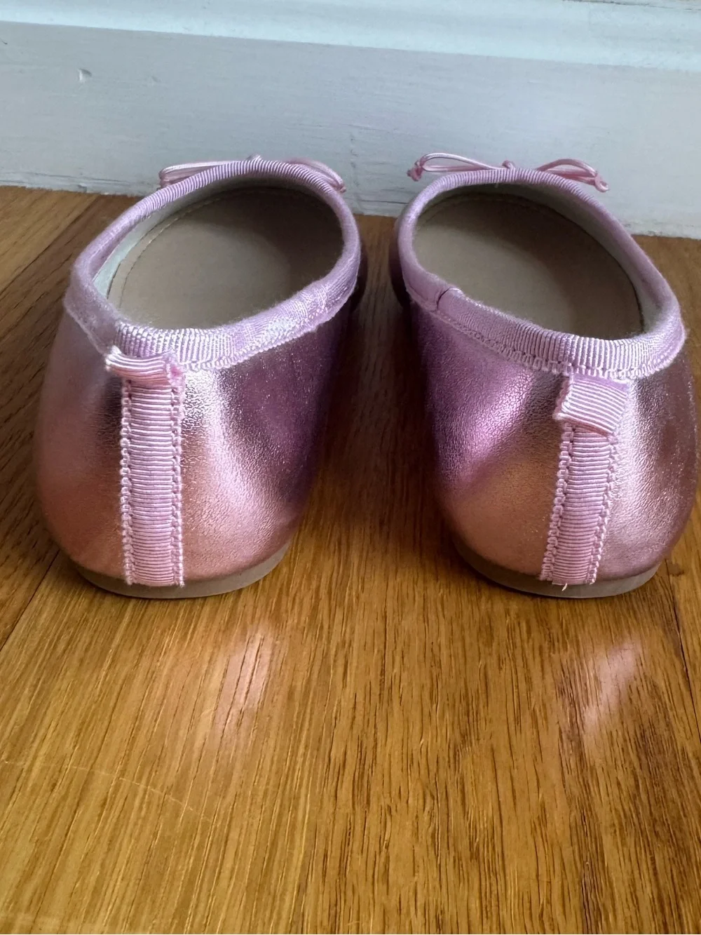 J. Crew Metallic Pink Girls' Ballet Flats with Bow